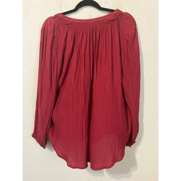 Torrid Sz 0 (US 10 M/L) Red Polyester Challis Blouse Tie Neckline - Picture 5 of 7